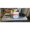 Image 1 : BOX OF ASSORTED ELECTRONICS INCLUDING WII/GAMECUBE CONTROLLER, ROBOT VACUUM, CALCULATOR, CANON ELECT