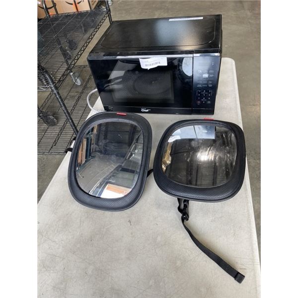REAR VIEW BABY SEAT MIRRORS AND MASTERCHEF MICROWAVE. WORKING
