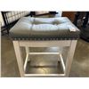 Image 4 : 2 SADDLE BAR STOOLS WITH GRAY CUSHIONED SEATS