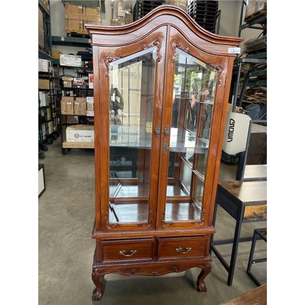 MAHOGANY DISPLAY CABINET WITH GLASS SHELF