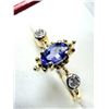 Image 1 : GOLD PLATED STERLING SILVER NATURAL TANZANITE AND CZ RING, SIZE ,W/A $350.00. TANZANITE IS THE BIRTH