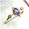 Image 2 : GOLD PLATED STERLING SILVER NATURAL TANZANITE AND CZ RING, SIZE ,W/A $350.00. TANZANITE IS THE BIRTH