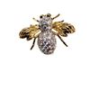 Image 1 : 14KT GOLD ELECTROPLATED BROOCH ON COPPER AND STONES ARE SYNTHETIC ZIRCONIA