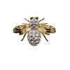 Image 2 : 14KT GOLD ELECTROPLATED BROOCH ON COPPER AND STONES ARE SYNTHETIC ZIRCONIA