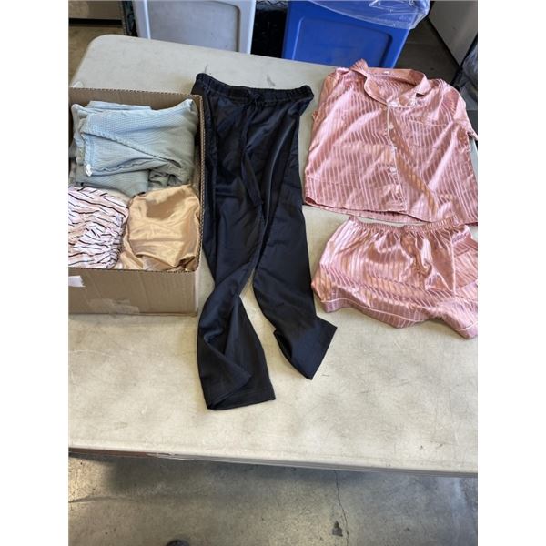 7 AS NEW WOMENS PAJAMA SETS AND PAIR OF SATIN PJ PANTS, INLCUDING ARTIZIA WILFRED JUMPER  - SIZE SMA