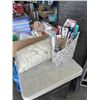 Image 3 : TRAY OF KNITTING/SEWING SUPPLIES INCLUDING KNITTING NEEDLES, STUFFING, EARRING STUDS