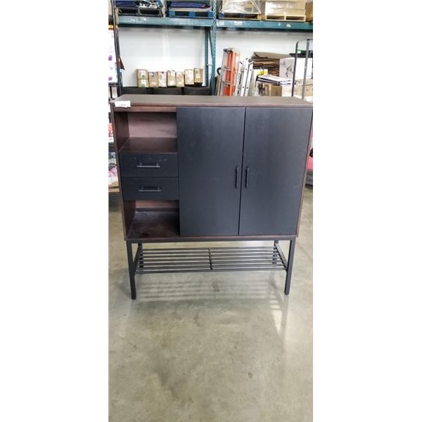CRATE & BARREL STORAGE CABINET WITH METAL FRAME