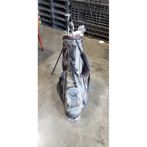 TAYLOR BURN IRONS AND 2 WHITE HOT PUTTERS IN BAG