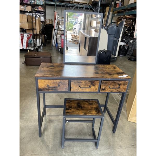 3 DRAWER VANITY DESK WITH STOOL