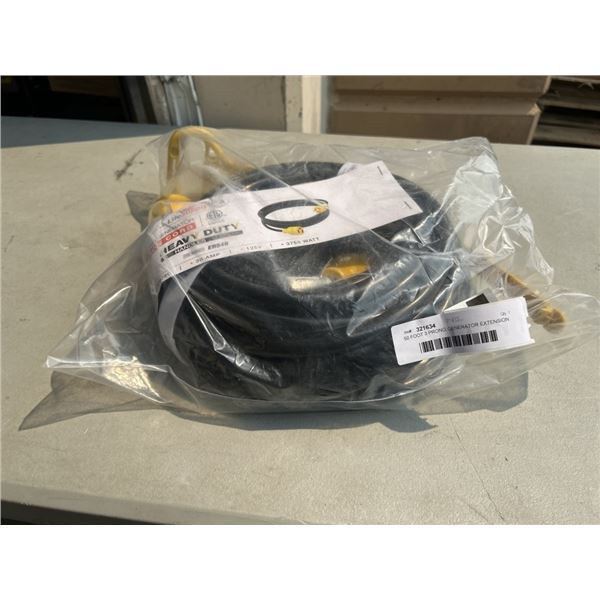 50 FOOT 3 PRONG GENERATOR EXTENSION CORD. 10AWG/3C