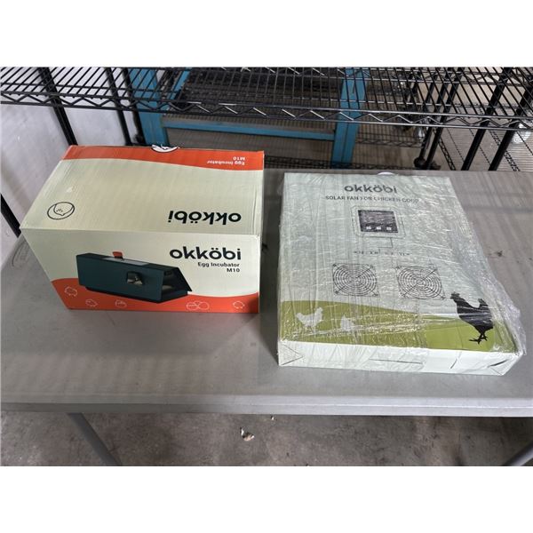 OKKOBI EGG INCUBAOTR MODEL M10 AND OKKOBI SOLAR FAN FOR CHICKEN COOP