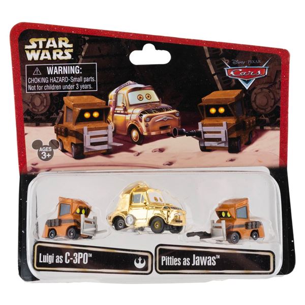 A Cars/Star Wars C-3PO & Jawas Die-Cast Vehicle Set.