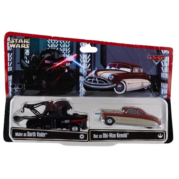 A Set of Cars/Star Wars Mashup Vader and Obi Wan Toys.