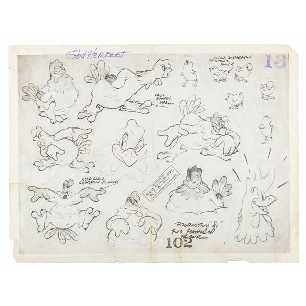 A Signed "Fine Feathered Friend" MGM Cartoon Model Sheet.
