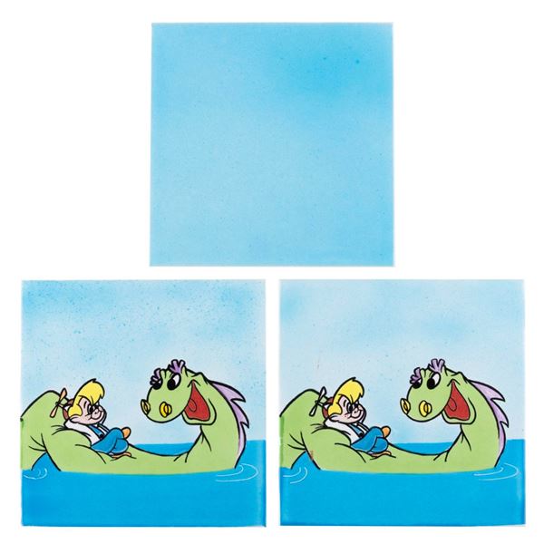 A Pair of Beany and Cecil Production Sample Tiles.