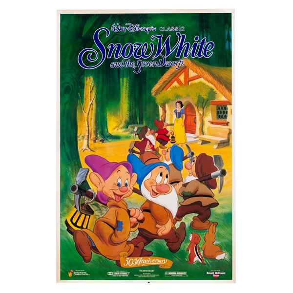 A "Snow White and the Seven Dwarfs" 50th Anniversary Poster.