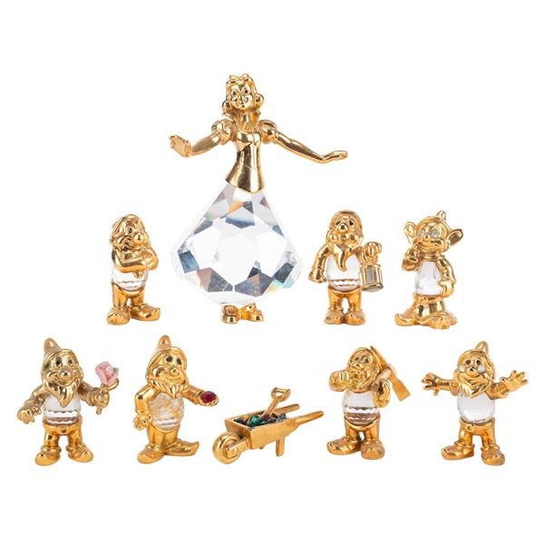 A Set of 24k Gold "Snow White" Crystal Figurines.