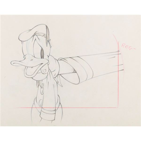 An Original Donald Duck Production Drawing from "The Autograph Hound."