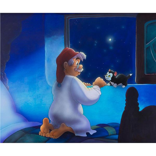 A Geppetto and Figaro Original Painting by James C Mulligan.