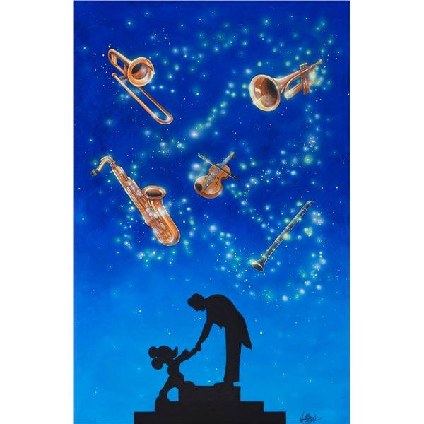 An Original Painting of Mickey & Leopold Stokowski in "Fantasia."