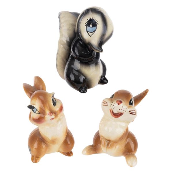 A Trio of Evan K. Shaw "Bambi" Ceramic Figurines.