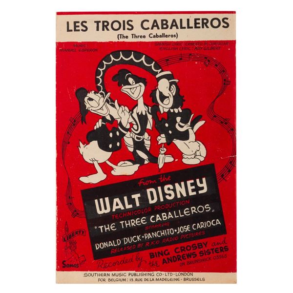 Belgian "The Three Caballeros" Sheet Music.