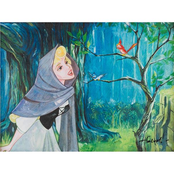 A Sleeping Beauty "Singing with the Birds" Canvas Print.