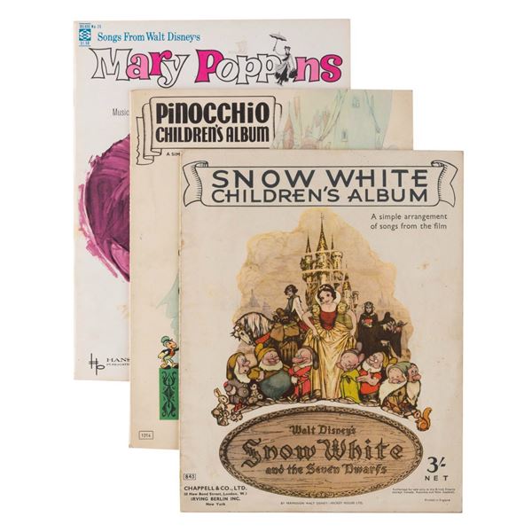 A Trio of Disney Children’s Sheet Music Books.