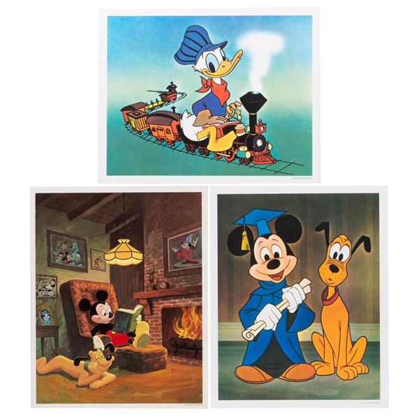 A Collection of Mickey, Pluto, and Donald Prints.