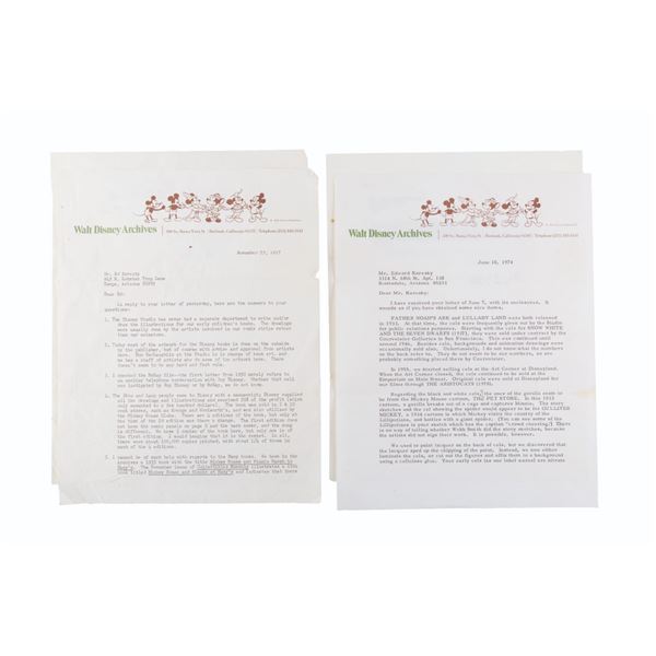 A Pair of Dave Smith Signed Walt Disney Archives Letters.