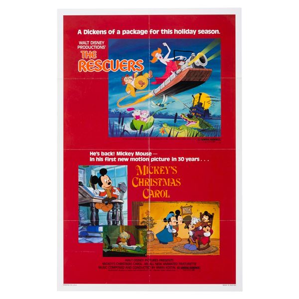 A "The Rescuers" and "Mickey’s Christmas Carol" One-Sheet.