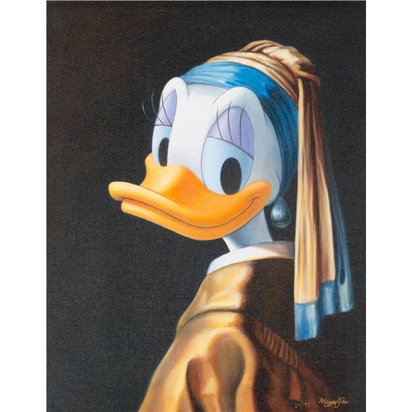 A "Duck with Pearl Earring" Canvas Print by Maggie Parr.