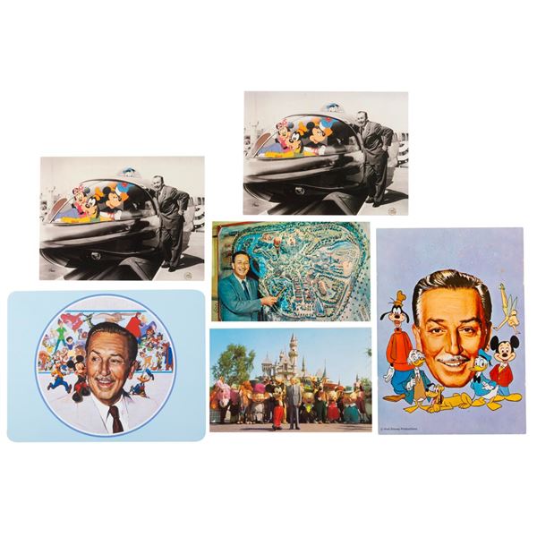 Six Disneyland Postcards of Walt Disney.