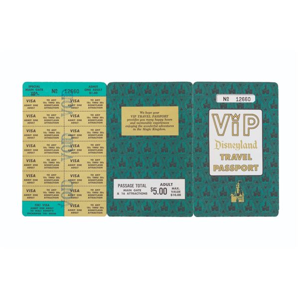 A Disneyland VIP Travel Passport.