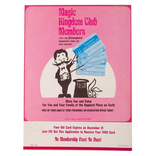 A 1968 Disneyland Magic Kingdom Club Poster.
