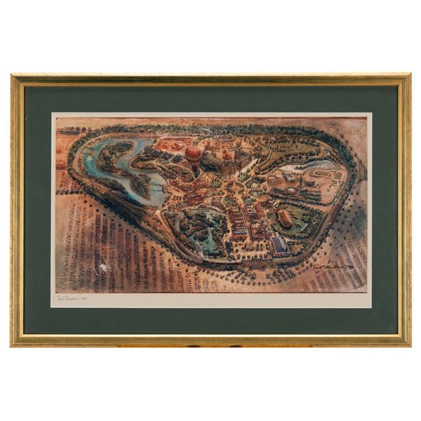 A Peter Ellenshaw Signed Disneyland Concept Art Print.
