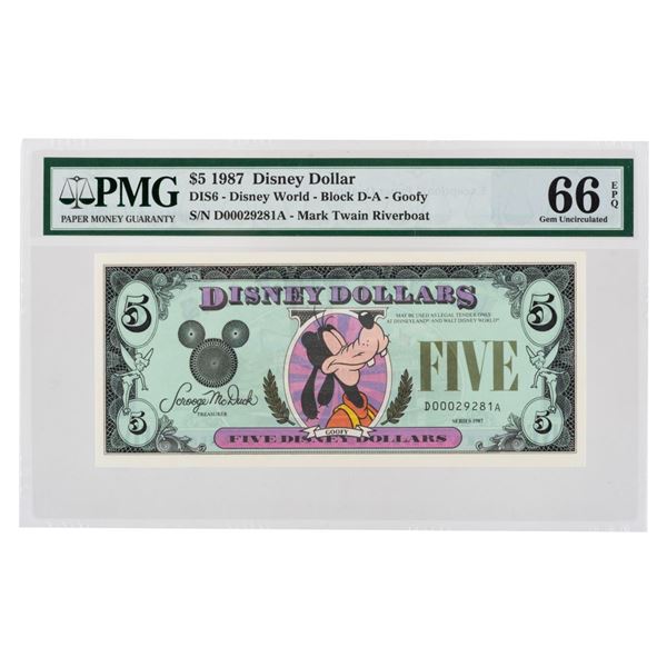 A $5 Series 1987 Disney Dollar.