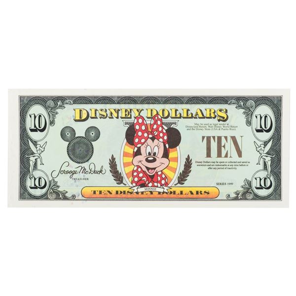 A $10 Series 1999 Disney Dollar.