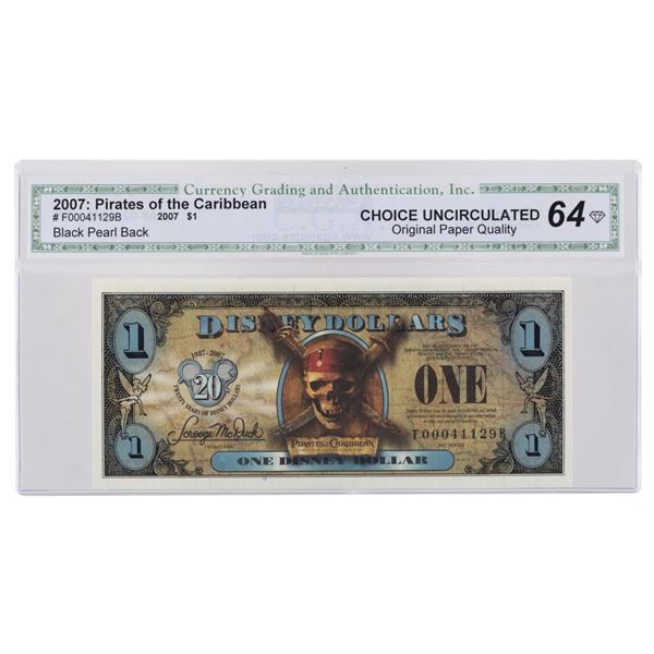 A Rare Uncirculated $1 "Pirates of the Caribbean" Disney Dollar.