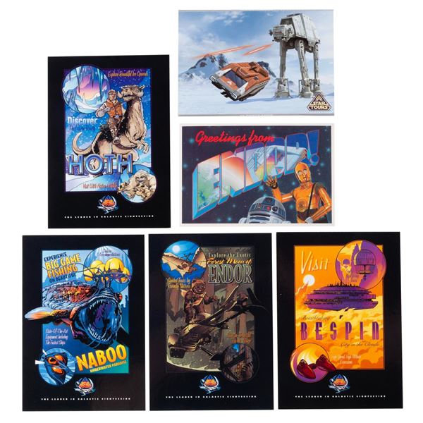 A Collection of Disneyland Star Tours Postcards.