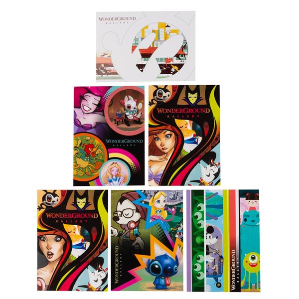 A Set of Downtown Disney WonderGround Gallery Postcards.