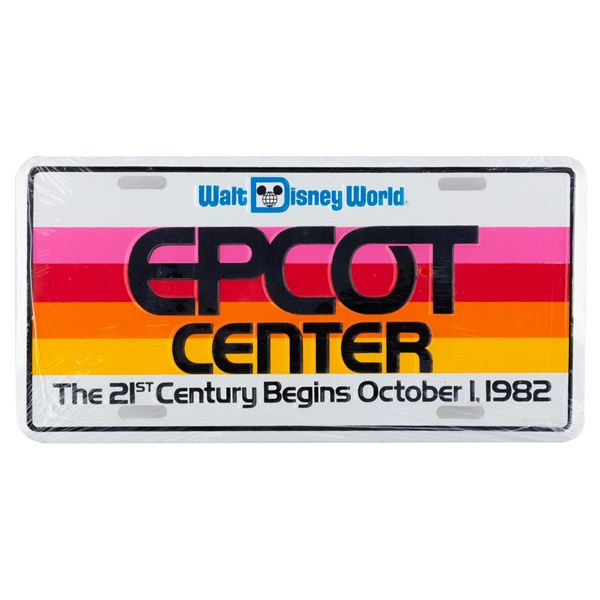 An EPCOT Center Pre-Opening License Plate.