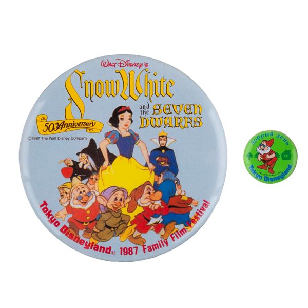 A Pair of Tokyo Disneyland "Snow White" Buttons.