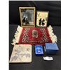 Image 1 : Small Hand Knotted Rug and Misc Collectibles