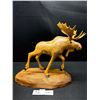 Image 1 : Vintage Hand Carved Wooden Bull Moose w/ Ax and Log