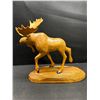 Image 3 : Vintage Hand Carved Wooden Bull Moose w/ Ax and Log