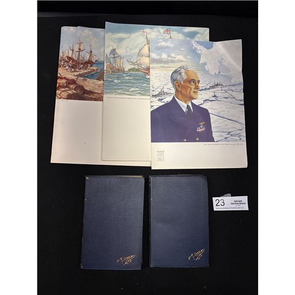 Lot of Vintage Cunard Cruise Ship Menu Books + 2 Antique Books