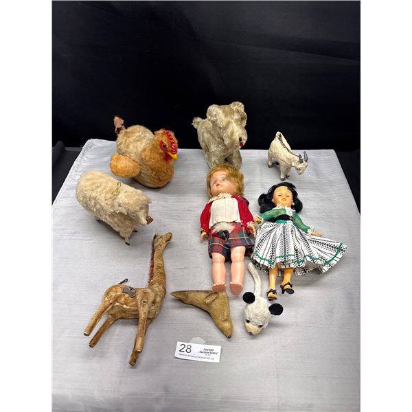 Lot of Vintage Steiff Plush Toys + Dolls and Other Stuffies
