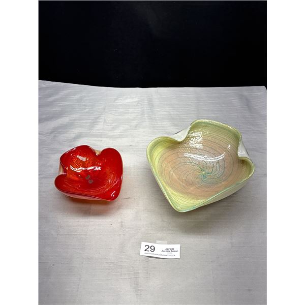 2 Vintage Mid Century Art Glass Bowls 1 is Murano