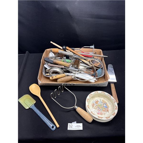 Vintage Kitchen Drawer Lot of Spoons, Mixer etc